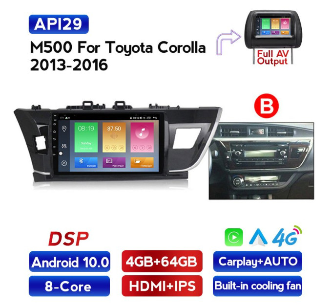 Штатна магнітола ECOBOOST FFT500Q-1066 TOYOTA Corolla 2014-2016