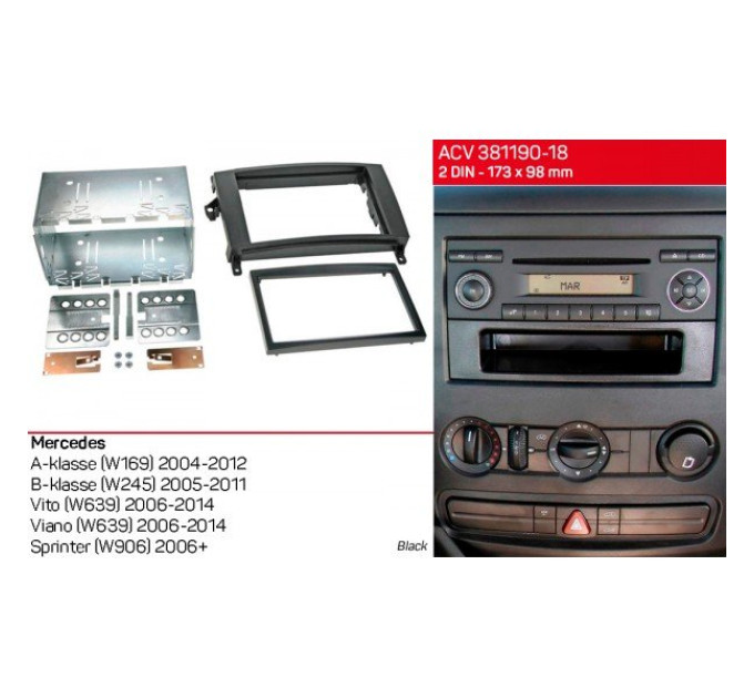 Перехідна рамка Mercedes Vito, Viano, Sprinter, W639, W169, W245 ACV 381190-18