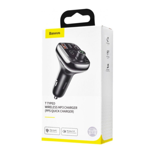 FM-трансмітер Baseus T typed S-13 Bluetooth MP3 car charger Black