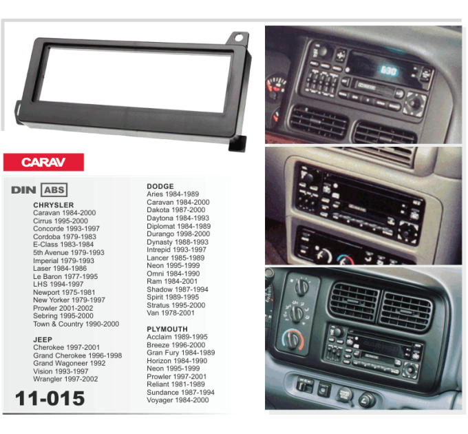 Перехідна рамка Jeep Cherokee, Grand Cherokee, Wrangler Carav 11-015