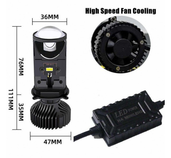 Комплект світлодіодних лінз HeadLight Y6D BI-LED H4 25/35W mini