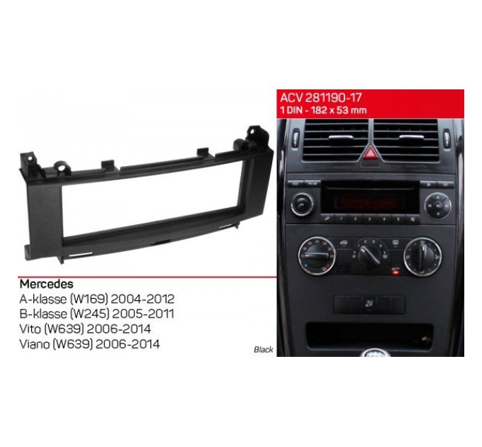 Перехідна рамка Mercedes Vito, Viano, W639, W169, W245 ACV 281190-17