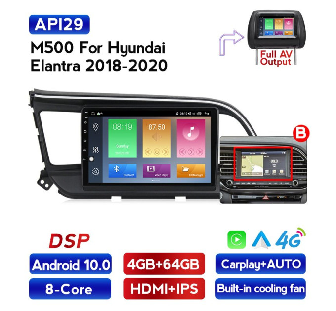 Штатна магнітола ECOBOOST FFT500Q-1246 HYUNDAI ELANTRA 2019
