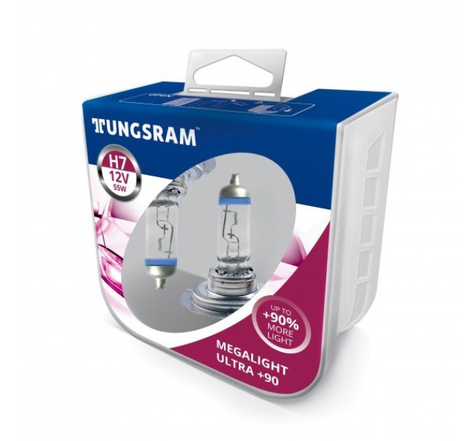 Комплект галогенних ламп Tungsram Megalight Ultra +90% H7 55W 12V