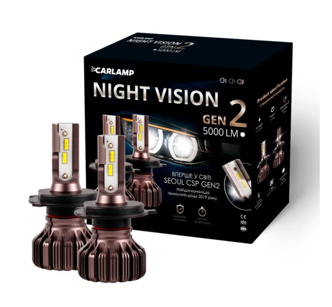 Світлодіодні лампи CARLAMP Night Vision Gen2 H4 5500K