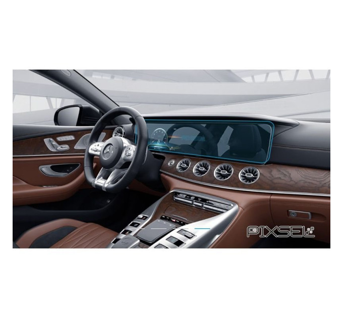Захисне скло на монітор Mercedes AMG GT цілісний 2019- (гартоване) Pixsel MB-3528-T