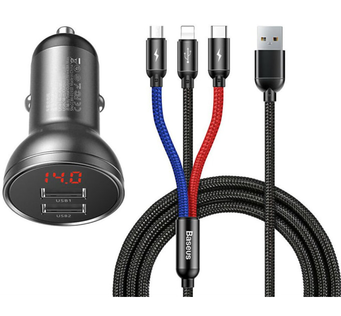 Автомобільний зарядний пристрій Baseus CCBX-0G 24W Grey