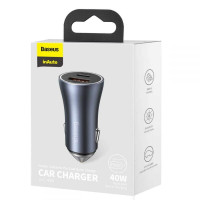Автомобільний зарядний пристрій Baseus Golden Contactor Pro Dual U+C 40W Dark Gray