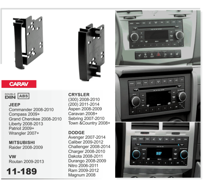 Перехідна рамка Jeep Compass, Grand Cherokee, Wrangler Carav 11-189
