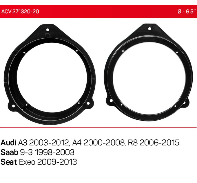 Проставки під динаміки ACV 271320-20 для автомобілів Audi A3, A4, R8, Saab 9-3, Seat Exeo