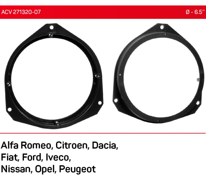 Проставки під динаміки ACV 271230-07 для автомобілів Alfa Romeo, Dacia, Fiat, Nissan, Opel