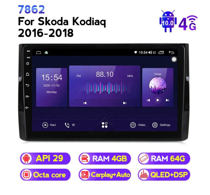 Штатна магнітола ECOBOOST FFT740Q-1049 SKODA KODIAQ 2016-2018