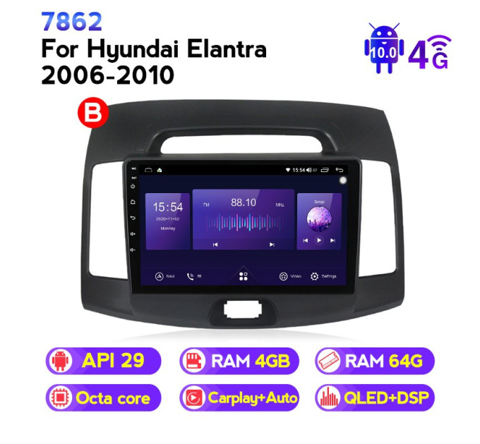 Штатна магнітола ECOBOOST FFT740Q-1242 HYUNDAI ELANTRA 2008-2010