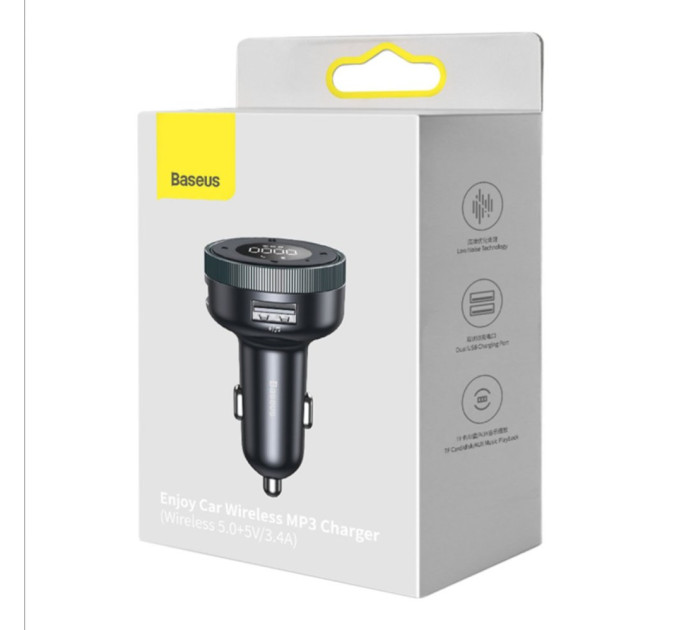 FM-трансмітер Baseus Enjoy Car Wireless MP3 Charger (Wireless 5.0+5V/3.4A) Black