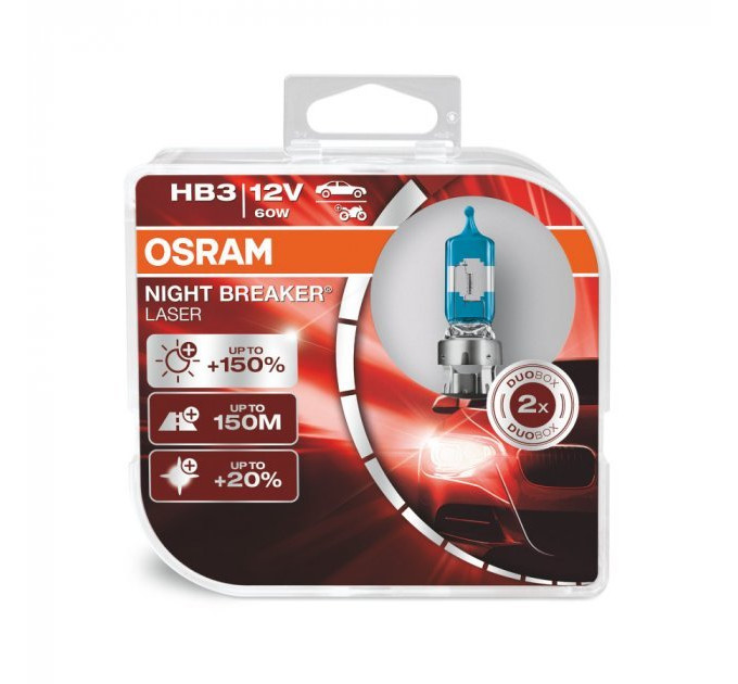 Комплект галогенних ламп OSRAM Night Breaker LASER 9005NL-HCB HB3 60W 12V P20d