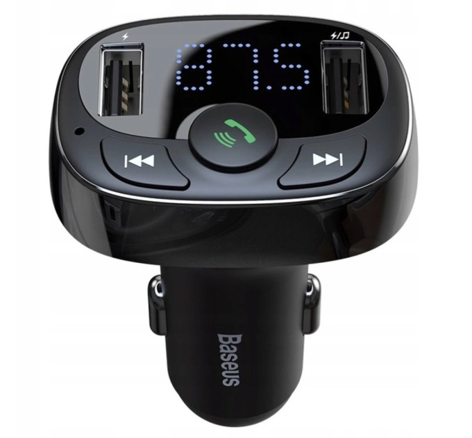FM-трансмітер Baseus T typed Bluetooth MP3 charger with car holder （Standard edition）Black