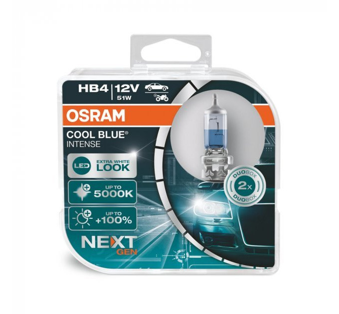 Комплект галогенних ламп OSRAM Cool Blue Intense Next Gen 9006CBN-HCB HB4 12V 51W P22d