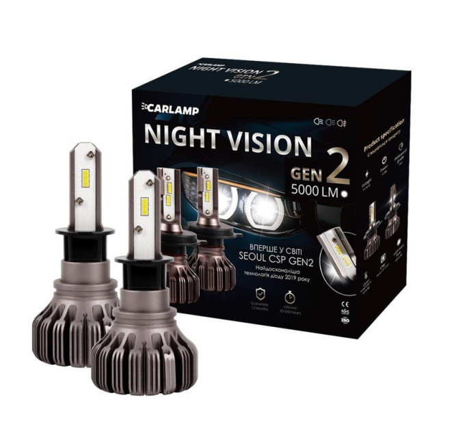 Світлодіодні лампи CARLAMP Night Vision Gen2 H3 5500K