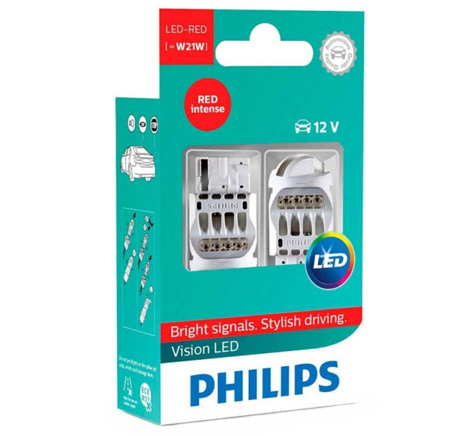 Світлодіодні лампи Philips Ultinon T20 (W21W) 12838REDX2 Red