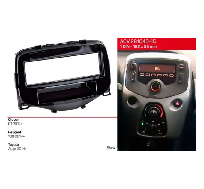 Перехідна рамка Citroen C1, Peugeot 108, Toyota Aygo ACV 281040-15