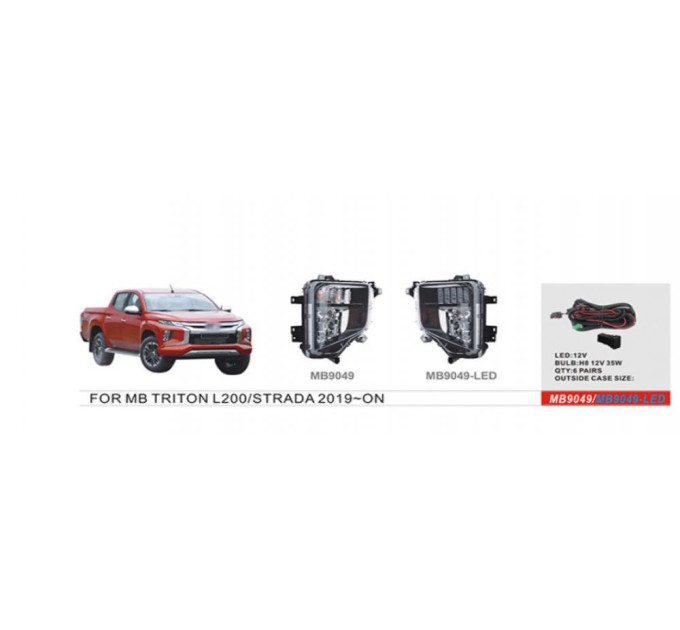 Протитуманні фари Vitol MB-9049-LED Mitsubishi Triton/L200/Pajero Sport 2018-
