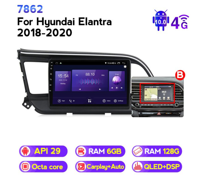 Штатна магнітола ECOBOOST FFT760Q-1246 HYUNDAI ELANTRA 2019