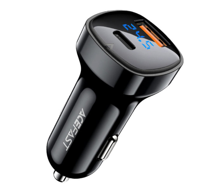 Автомобільний зарядний пристрій ACEFAST B4 digital display 66W (USB-C+USB-A)