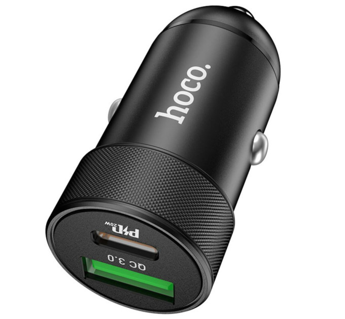 Автомобільний зарядний пристрій HOCO Z32B Speed up PD20W+QC3.0 car charger Black