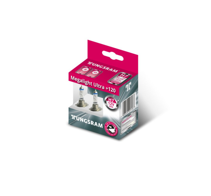 Комплект галогенних ламп Tungsram Megalight Ultra +120% H7 55W 12V