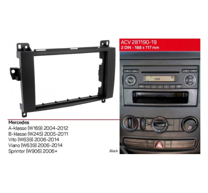 Перехідна рамка Mercedes Vito, Viano, Sprinter, W639, W169, W245 ACV 281190-19