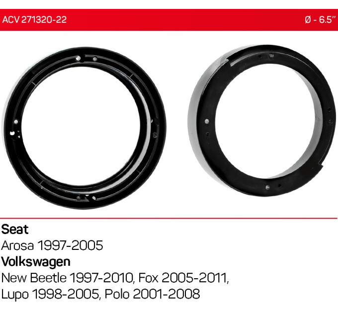 Проставки під динаміки ACV 271320-22 для автомобілів Seat Arosa, Volkswagen Polo, Lupo, New Beetle
