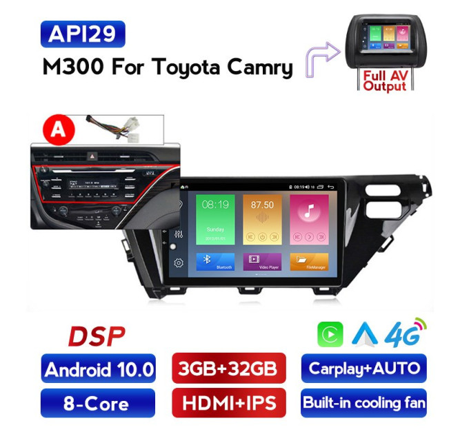 Штатна магнітола ECOBOOST FFT300Q-1074 TOYOTA Camry 2017-2019