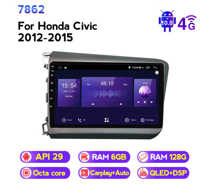 Штатна магнітола ECOBOOST FFT760Q-1137 HONDA CIVIC 2012-2015