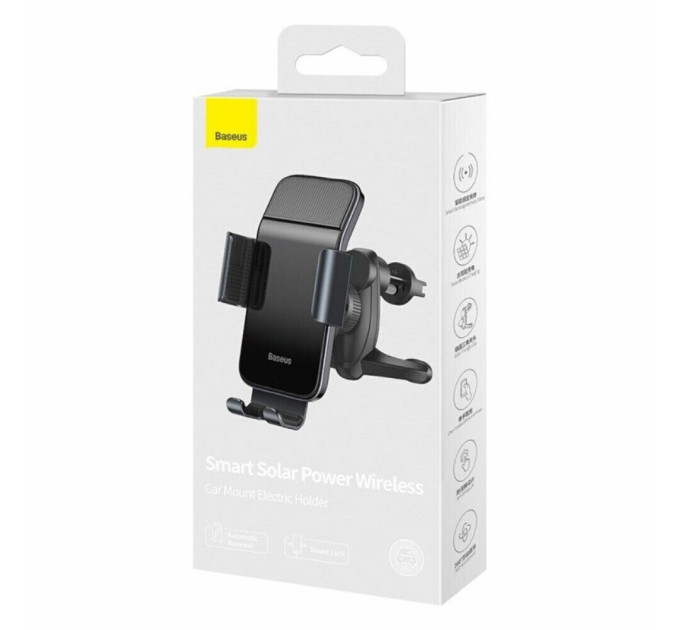 Автомобільний тримач Baseus Smart Solar Power Wireless Car Mount Electric Holder Black