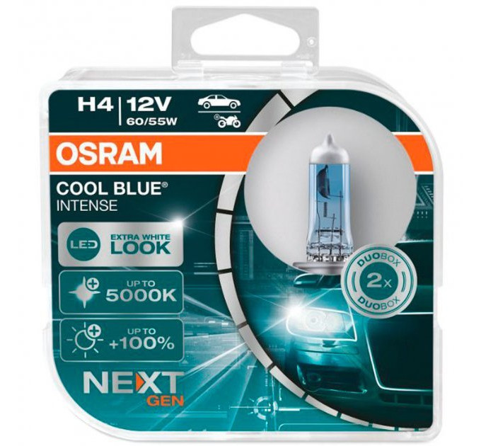Комплект галогенних ламп OSRAM Cool Blue Intense Next Gen 64193CBN-HCB H4 12V 60W P43t