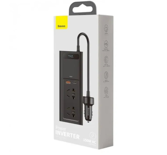 Автомобільний інвертор Baseus In-car Inverter 150W (220V CN/EU) Black