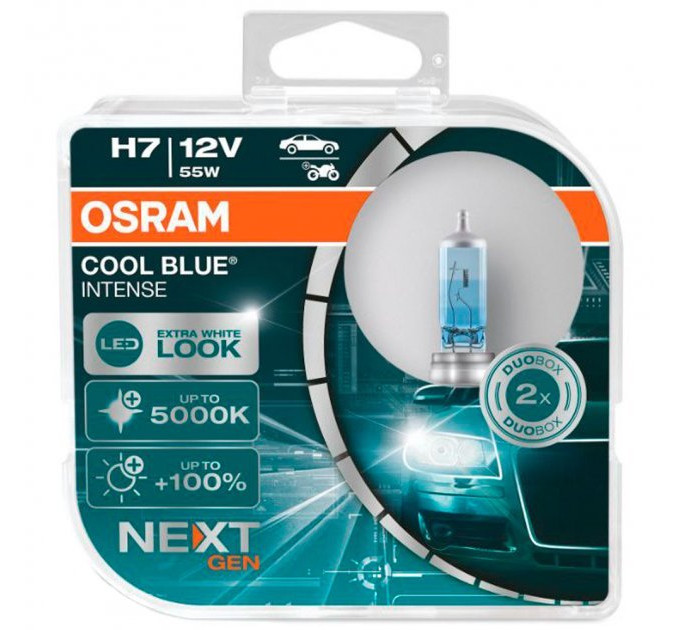 Комплект галогенних ламп OSRAM Cool Blue Intense Next Gen 64210CBN-HCB H7 12V 55W PX26d