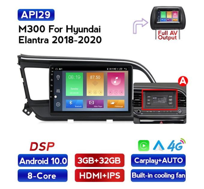Штатна магнітола ECOBOOST FFT300Q-1246 HYUNDAI ELANTRA 2019