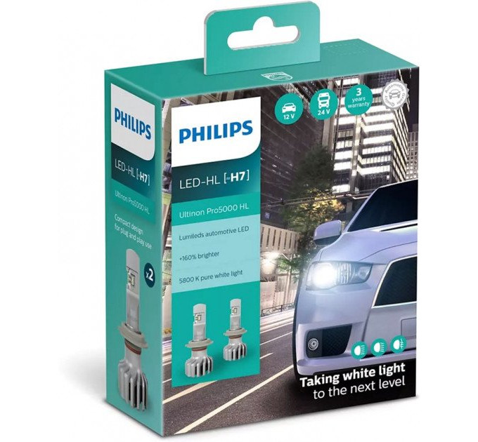 Світлодіодні лампи Philips Ultinon Pro5000 H7 11972U50CWX2 12/24V 15W