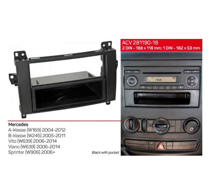 Перехідна рамка Mercedes Vito, Viano, Sprinter, W639, W169, W245 ACV 281190-18