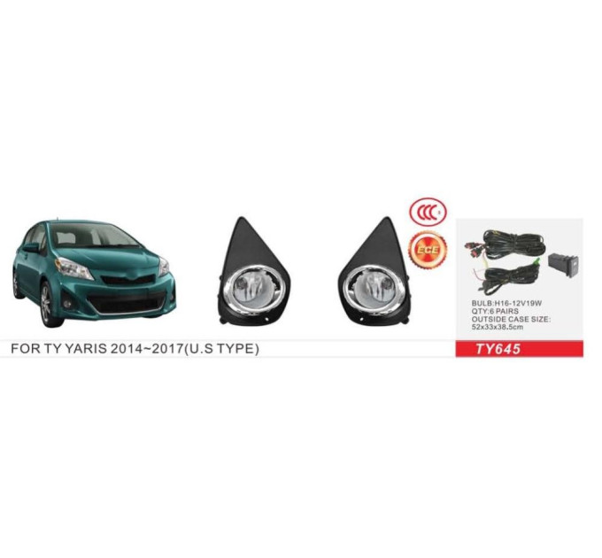 Протитуманні фари Vitol TY-645 Toyota Yaris 2014-17 H16-12V19W